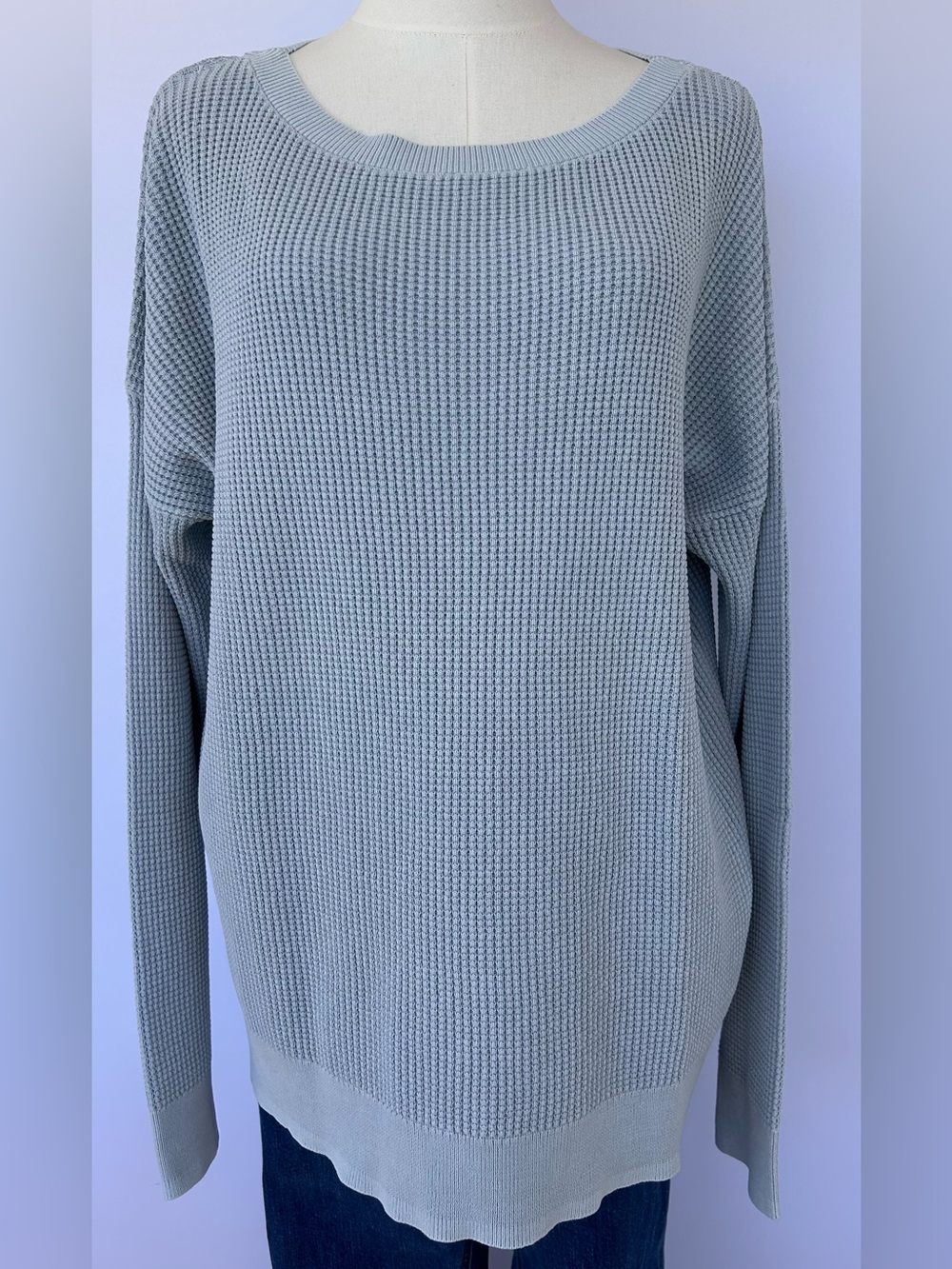 L.L. Bean Women’s Sunwashed Waffle Knit Sweater Pullover Round Neck Size 1X